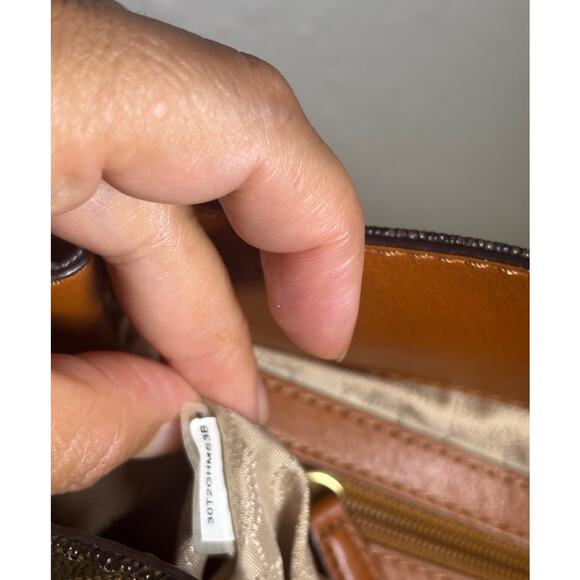 Michael Kors Hamilton Brown Monogram Logo Large Satchel Tote Bag Gold Hardware - Picture 8 of 11